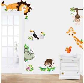 cd001 Cartoon Animals Theme Room Wallpaper Decals Sticker
