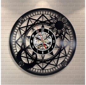 Astronomical art vinyl record clock creative decoration retro hollow binoculars vinyl wall clock black
