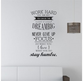 Carved Work hard Dream BIg motto can remove art wall paste 4055- typesetting 42*74cm