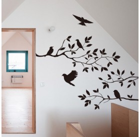 ZY8208 Room Wall Decals Sticker Water Resistant Removeable Tree Branch Bird