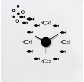 Creative fish bubble digital clock sitting room quiet diy acrylic wall stickers decorative wall clock gold