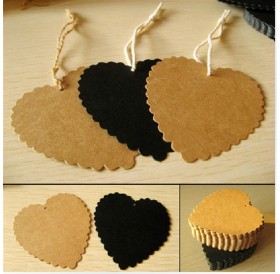 65*60mm cute blank heart-shaped wavy edge tag 100pcs black