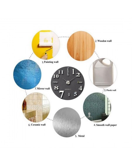 Anself Modern DIY Wall Clock Large Watch Decor Stickers Set Mirror Effect Acrylic Glass Decal Home Removable Decoration