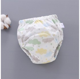 Baby training pants can wash 6 layers of gauze urine cloth learning pants light green cloud light green 110 (24-36 kg baby) L