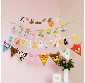 Baby theme party decorate birthday party animals pull flags colorful flags birthday party animals pull flags