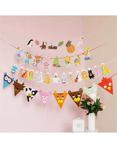Baby theme party decorate birthday party animals pull flags colorful flags birthday party animals pull flags