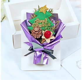 Christmas creative practical gift ins small fresh dried flowers eternal flowers boxed card Christmas tree boxed card purple