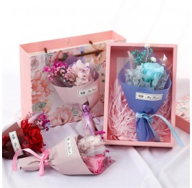 Eternal flower bouquet with comb gift box pink eternal flower