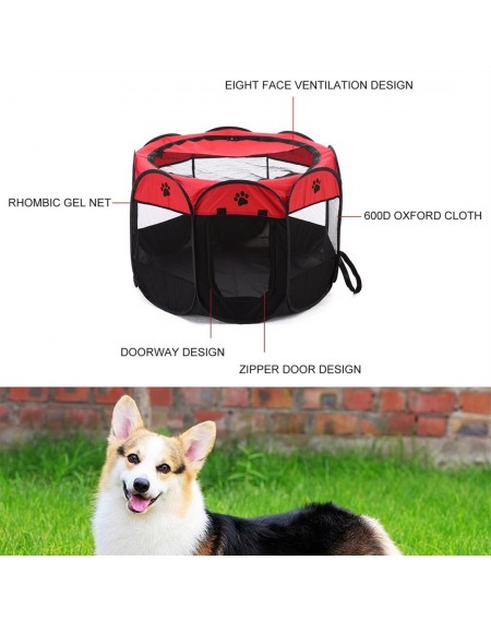 Foldable Breathabe Pets Dogs House Tent Easy Operation Octagonal Fence