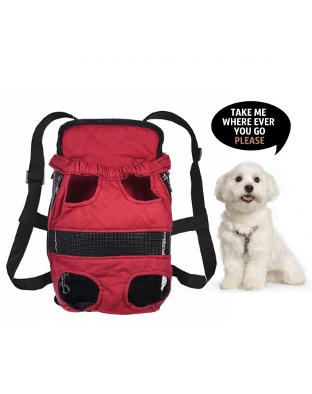 Outdoor Pet Dog Puppy Carrier Front Backpack for Traveling Cycling Walking Shopping with Adjustable Shoulder Strap Mesh Window Zipper