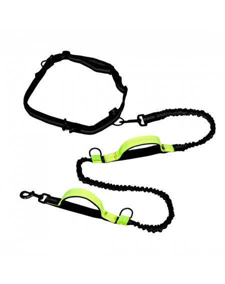 Outdoor Retractable Hands Free Nylon Dog Leash Pet Strap Lead Safety Traction Rope with Shock Absorption Dual Bungees for Walking Training Control 140-185cm
