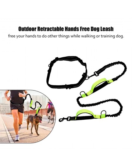 Outdoor Retractable Hands Free Nylon Dog Leash Pet Strap Lead Safety Traction Rope with Shock Absorption Dual Bungees for Walking Training Control 140-185cm